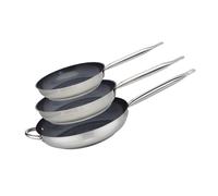 Elo 9805250 Set De 3 Poêles Inox 18/10, Poêle Induction, Poele À Frire, Poele Inox, Poêle Tout Feux, Poêles 32 Cm 28 Cm Et 32 Cm, Acier Inoxydable, 32 X 6 Cm