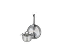 ELO 9866050 Batterie de cuisine 2 pièces, Ensemble de 1 Poêle de cuisson 24 cm et 1 faitout 14 cm Elo Profi Brillant, inox, induction