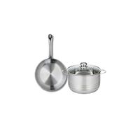 ELO 9866250 Batterie de cuisine 2 pièces, Ensemble de 1 Poêle de cuisson 24 cm et 1 faitout 20 cm Elo Profi Brillant, inox, induction, Gris Pierre