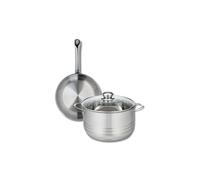 ELO 9866350 Batterie de cuisine 2 pièces, Ensemble de 1 Poêle de cuisson 24 cm et 1 faitout 24 cm Elo Profi Brillant, inox, induction