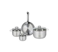 ELO 9867550 Batterie de cuisine 4 pièces, Ensemble de 1 Poêle de cuisson 24 cm et 3 faitouts 12, 14 et 20 cm Elo Profi Brillant, inox, induction