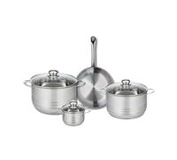 ELO 9867950 Batterie de cuisine 4 pièces, Ensemble de 1 Poêle de cuisson 24 cm et 3 faitouts 12, 20 et 24 cm Elo Profi Brillant, inox, induction