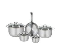 ELO 9868650 Batterie de cuisine 5 pièces, Ensemble de 1 Poêle de cuisson 24 cm et 4 faitouts 12, 14, 20 et 24 cm Elo Profi Brillant, inox, induction