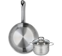 Elo 9869150 Batterie De Cuisine 2 Pièces, Ensemble De 1 Poêle De Cuisson 28 Cm Et 1 Faitout 14 Cm Elo Profi Brillant, Inox, Induction