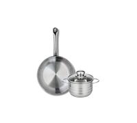 ELO 9869250 Batterie de cuisine 2 pièces, Ensemble de 1 Poêle de cuisson 28 cm et 1 faitout 16 cm Elo Profi Brillant, inox, induction