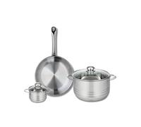 ELO 9869850 Batterie de cuisine 3 pièces, Ensemble de 1 Poêle de cuisson 28 cm et 2 faitouts 12 et 24 cm Elo Profi Brillant, inox, induction