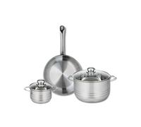 ELO 9870150 Batterie de cuisine 3 pièces, Ensemble de 1 Poêle de cuisson 28 cm et 2 faitouts 14 et 24 cm Elo Profi Brillant, inox, induction