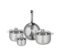 ELO 9871350 Batterie de cuisine 4 pièces, Ensemble de 1 Poêle de cuisson 28 cm et 3 faitouts 14, 20 et 24 cm Elo Profi Brillant, inox, induction