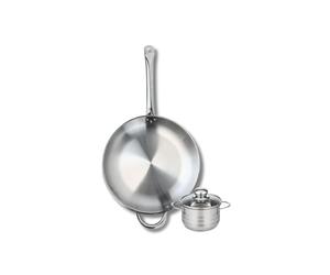 ELO 9872150 Batterie de cuisine 2 pièces, Ensemble de 1 Poêle de cuisson 32 cm et 1 faitout 12 cm Elo Profi Brillant, inox, induction, Gris Clair