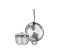 ELO 9872450 Batterie de cuisine 2 pièces, Ensemble de 1 Poêle de cuisson 32 cm et 1 faitout 20 cm Elo Profi Brillant, inox, induction