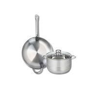 ELO 9872550 Batterie de cuisine 2 pièces, Ensemble de 1 Poêle de cuisson 32 cm et 1 faitout 24 cm Elo Profi Brillant, inox, induction, Gris Plomb