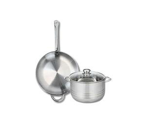 ELO 9872550 Batterie de cuisine 2 pièces, Ensemble de 1 Poêle de cuisson 32 cm et 1 faitout 24 cm Elo Profi Brillant, inox, induction, Gris Plomb