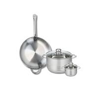 ELO 9872950 Batterie de cuisine 3 pièces, Ensemble de 1 Poêle de cuisson 32 cm et 2 faitouts 12 et 24 cm Elo Profi Brillant, inox, induction, Gris