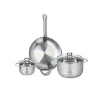 ELO 9873250 Batterie de cuisine 3 pièces, Ensemble de 1 Poêle de cuisson 32 cm et 2 faitouts 14 et 24 cm Elo Profi Brillant, inox, induction