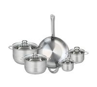 ELO 9874850 Batterie de cuisine 5 pièces, Ensemble de 1 Poêle de cuisson 32 cm et 4 faitouts 12, 14, 20 et 24 cm Elo Profi Brillant, inox, induction, Gris