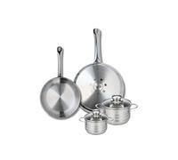 ELO 9875750 Batterie de cuisine 4 pièces, Ensemble de 2 Poêles de cuisson 24 et 28 cm et 2 faitouts 12 et 14 cm Elo Profi Brillant, inox, induction
