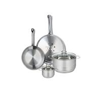 ELO 9875950 Batterie de cuisine 4 pièces, Ensemble de 2 Poêles de cuisson 24 et 28 cm et 2 faitouts 12 et 20 cm Elo Profi Brillant, inox, induction
