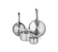 ELO 9876250 Batterie de cuisine 4 pièces, Ensemble de 2 Poêles de cuisson 24 et 28 cm et 2 faitouts 14 et 20 cm Elo Profi Brillant, inox, induction, Gris