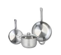ELO 9878750 Batterie de cuisine 3 pièces, Ensemble de 2 Poêles de cuisson 24 et 32 cm et 1 faitout 24 cm Elo Profi Brillant, inox, induction