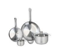 ELO 9879050 Batterie de cuisine 4 pièces, Ensemble de 2 Poêles de cuisson 24 et 32 cm et 2 faitouts 12 et 20 cm Elo Profi Brillant, inox, induction