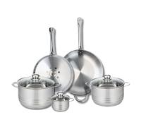 ELO 9883450 Batterie de cuisine 5 pièces, Ensemble de 2 Poêles de cuisson 28 et 32 cm et 3 faitouts 12, 20 et 24 cm Elo Profi Brillant, inox, induction