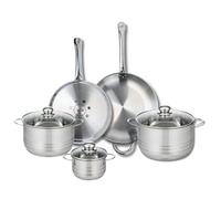 ELO 9883750 Batterie de cuisine 5 pièces, Ensemble de 2 Poêles de cuisson 28 et 32 cm et 3 faitouts 14, 20 et 24 cm Elo Profi Brillant, inox, induction