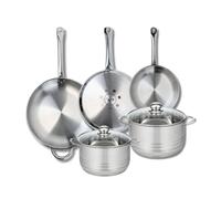ELO 9885950 Batterie de cuisine 5 pièces, Ensemble de 3 Poêles de cuisson 24, 28 et 32 cm et 2 faitouts 20 et 24 cm Elo Profi Brillant, inox, induction