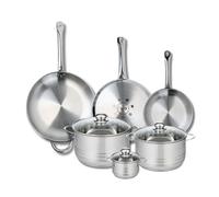 ELO 9886550 Batterie de cuisine 6 pièces, Ensemble de 3 Poêles de cuisson 24, 28 et 32 cm et 3 faitouts 12, 20 et 24 cm Elo Profi Brillant, inox, induction