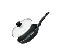 ELO 9906550 Ensemble poêle à frire 28 cm Granit Solution, Couvercle en verre, Poêle de cuisine, convient à tous types de feux, Aluminium, Céramique, Plastique, Noir, 28 cm