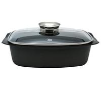 ELO Alucast Cocotte en aluminium 32 cm avec couvercle en verre et bouton aromatique, revêtement anti-adhésif Elodur Select, passe au four, compatible induction, noir