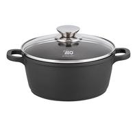 ELO Alucast Faitout 20 cm avec couvercle en verre en fonte d'aluminium de qualité supérieure - Revêtement antiadhésif sans PFAS avec revêtement ELODUR Select - Convient pour l'induction - Noir