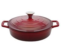 Elo 3082826 cocotte en fonte émaillée basse antiadhésive avec couvercle, rouge cerise, passe au four, marmite tous feux, faitout induction 28 cm 3L