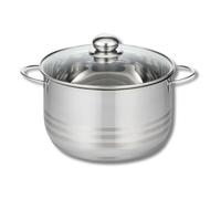 ELO 2222426 Faitout inox à induction, Faitout inox, Marmite en inox de 24 cm, Faitout avec couvercle en verre, Acier inoxydable, Verre, 24 cm