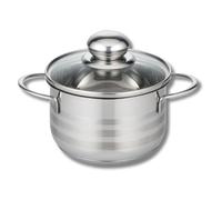 Elo 221226 Faitout Inox Induction 12 cm, Marmite avec Couvercle en Verre, Casserole Tous Feux, Echelle de Mesure, Fond Economie d’Energie, Bord pour Verser sans Gouttes, Acier inoxydable