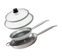Elo Set 2 poêles inox 24 et 32 cm avec couvercles verre sans PFAS