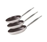 Elo Set de 3 Poêles Aluminium Tous Feux - Induction, Antiadhésive, Sans PFAS Céramique et Acier Inoxydable 32 x 5,5 cm, Silver And Black