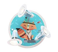 Elobra Plafonnier/applique murale pour chambre d'enfant « Little Indians » | Superbe lampe pour enfant au design animal, lampe renard, indien en bois véritable avec 3 spots Beige
