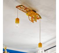 Elobra Plafonnier Bodo, dimmable, orange / jaune, Chambre d'enfant, Bois, Plafonnier