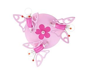 Elobra Plafonnier pour chambre d'enfant « papillon » | Lampe de qualité supérieure pour chambre d'enfant fille en bois véritable, lampe princesse rose avec motif floral, 30 x 30 x 20 cm, rose