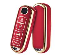 ELOHEI Coque de clé pour Mazda 3 6 8 Miata MX-5 CX-3 CX-4 CX-5 CX-7 CX-9, 3 Boutons, en TPU Souple de qualité supérieure, Protection complète à 360 degrés (Rouge (4 Boutons)
