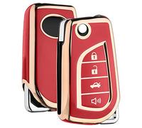 ELOHEI Coque de clé pour Toyota, coque de clé en TPU souple de qualité supérieure à 360 degrés, compatible avec Toyota Corolla SE/LE, Camry SE/LE, RAV4 SE (rouge)