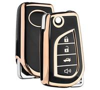 ELOHEI Coque de clé pour Toyota, coque de clé en TPU souple de qualité supérieure à 360 degrés, compatible avec Toyota Corolla SE/LE, Camry SE/LE, RAV4 SE (noir)