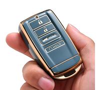 ELOHEI Coque de protection pour clé Acura - En TPU souple - Compatible avec Acura MDX RDX RLX ILX TLX TLX - Entrée sans clé à distance 2018-2023 (bord doré gris)