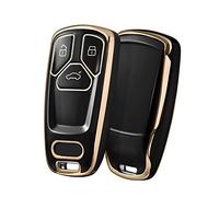 ELOHEI Coque de Protection spéciale en TPU Souple pour clé Audi A4 Q7 Q5 TT A3 A6 SQ5 R8 S5 (Bord doré Noir)