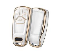 ELOHEI Coque de Protection spéciale en TPU Souple pour clé Audi A4 Q7 Q5 TT A3 A6 SQ5 R8 S5 (Bord doré Blanc)