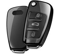 ELOHEI Coque pour clé Audi en TPU Souple de qualité supérieure, Protection intégrale à 360 degrés, Compatible avec Audi A1 A3 Q3 Q7 R8 A6L TT (Uniquement pour boîte à clés à 3 Boutons) (Noir)