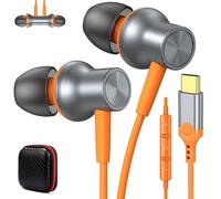 ELOLOHI Écouteurs USB C avec Microphone et Télécommande Sport Bureau Orange | Casque USB Type C pour iPhone 17 Pro Max 16 15, pour Samsung Galaxy S26 Ultra S25 S24 A56 A17, pour Google Pixel pour OnePlus
