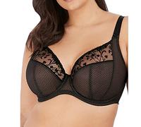 Elomi Women’s Charley Floral Embroidery, Low Plunge, DD+ Bras Soutien-Gorge Plongeant, Transparent, Noir Jet, 90G Femme