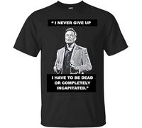 Elon Musk Mens T-Shirt I Never Give Up Tee Shirt Short Sleeve Black XXL