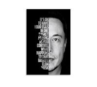 Elon Musk Poster sur toile pour décoration de salon, art mural, chambre à coucher, impression murale, peinture moderne, pour chambre de garçon, fille, vacances, 40 x 60 cm